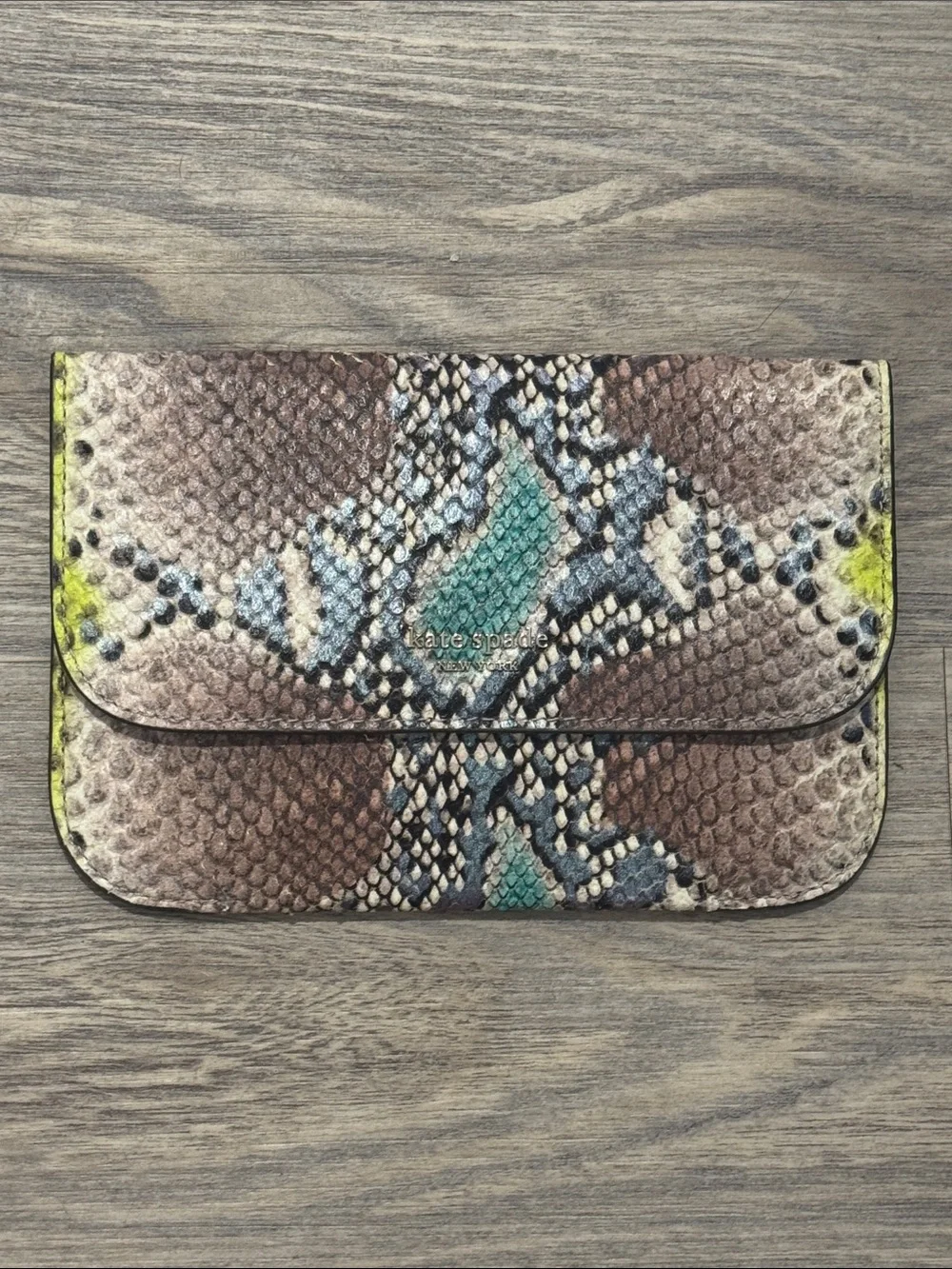Kate Spade Make It Mine Python-Embossed Pouch YellowMulti PXRUB136-722